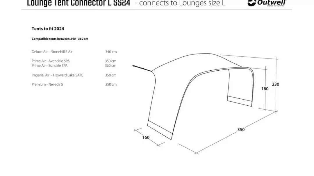 Pavilloner | Tent Connectors-Outwell Lounge Tent Connector L Grey