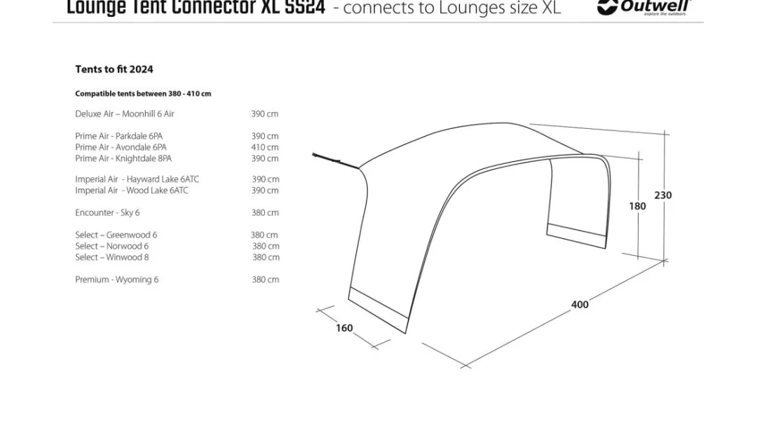 Pavilloner | Tent Connectors-Outwell Lounge Tent Connector XL Grey